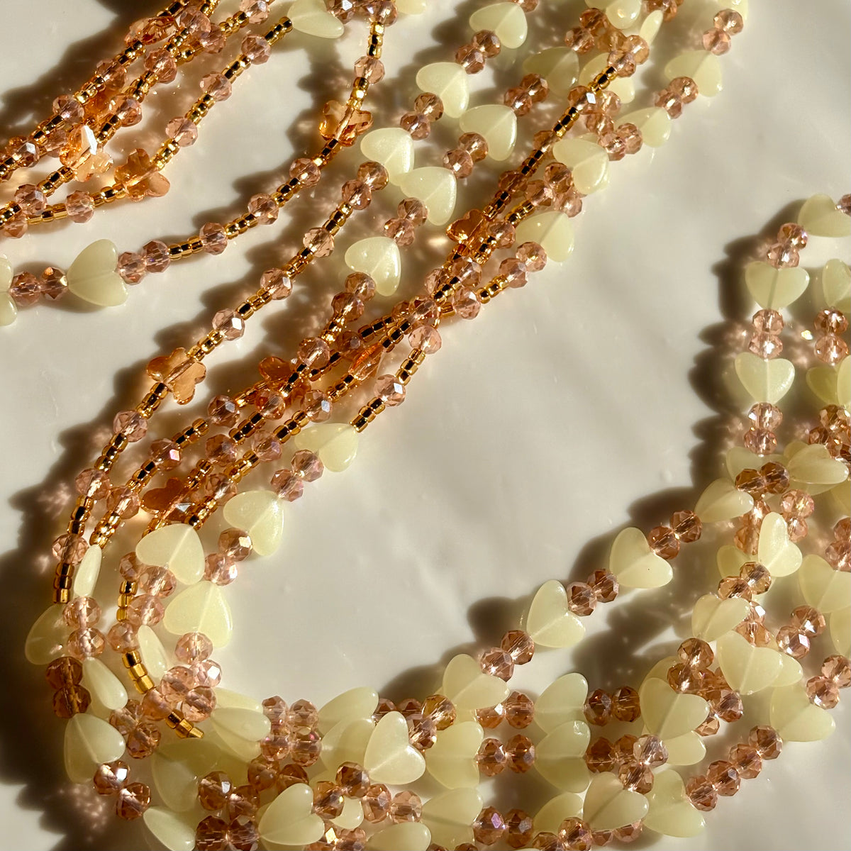 Warm Heart (Glow in the Dark) waist beads by Avionna Naturals, detail view 3