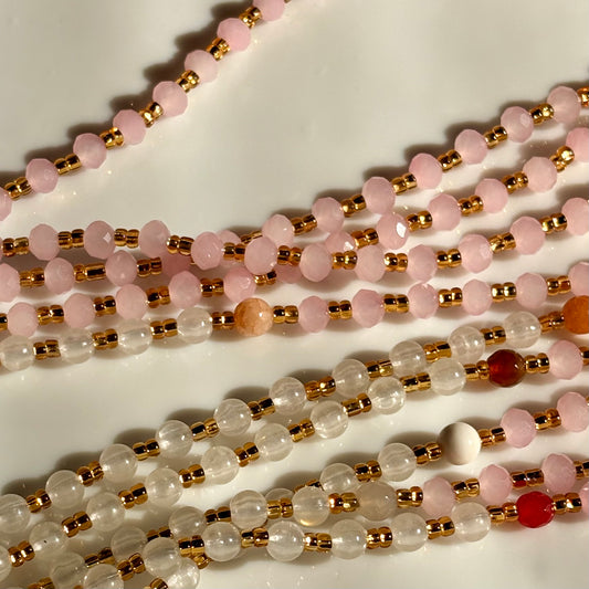 Blush (Glow in the Dark) waist beads by Avionna Naturals, detail view 2