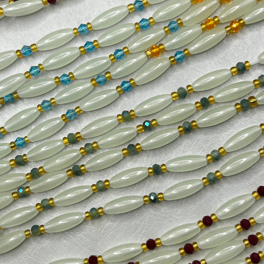 Trinity (Glow in the Dark) waist beads by Avionna Naturals, detail view 2