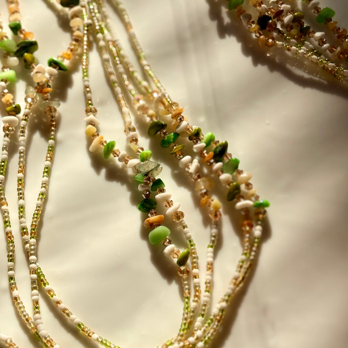Olive Aura waist beads by Avionna Naturals, detail view 3