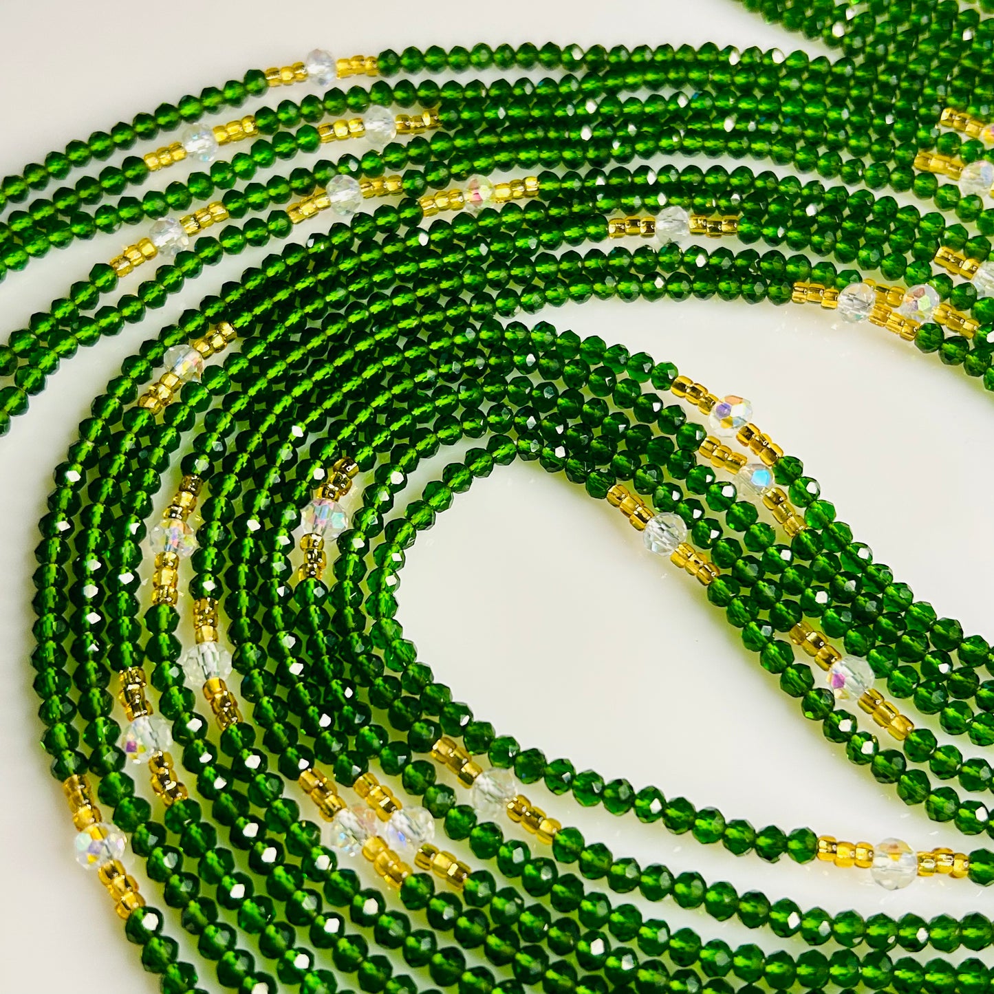 Emerald waist beads by Avionna Naturals, detail view 3