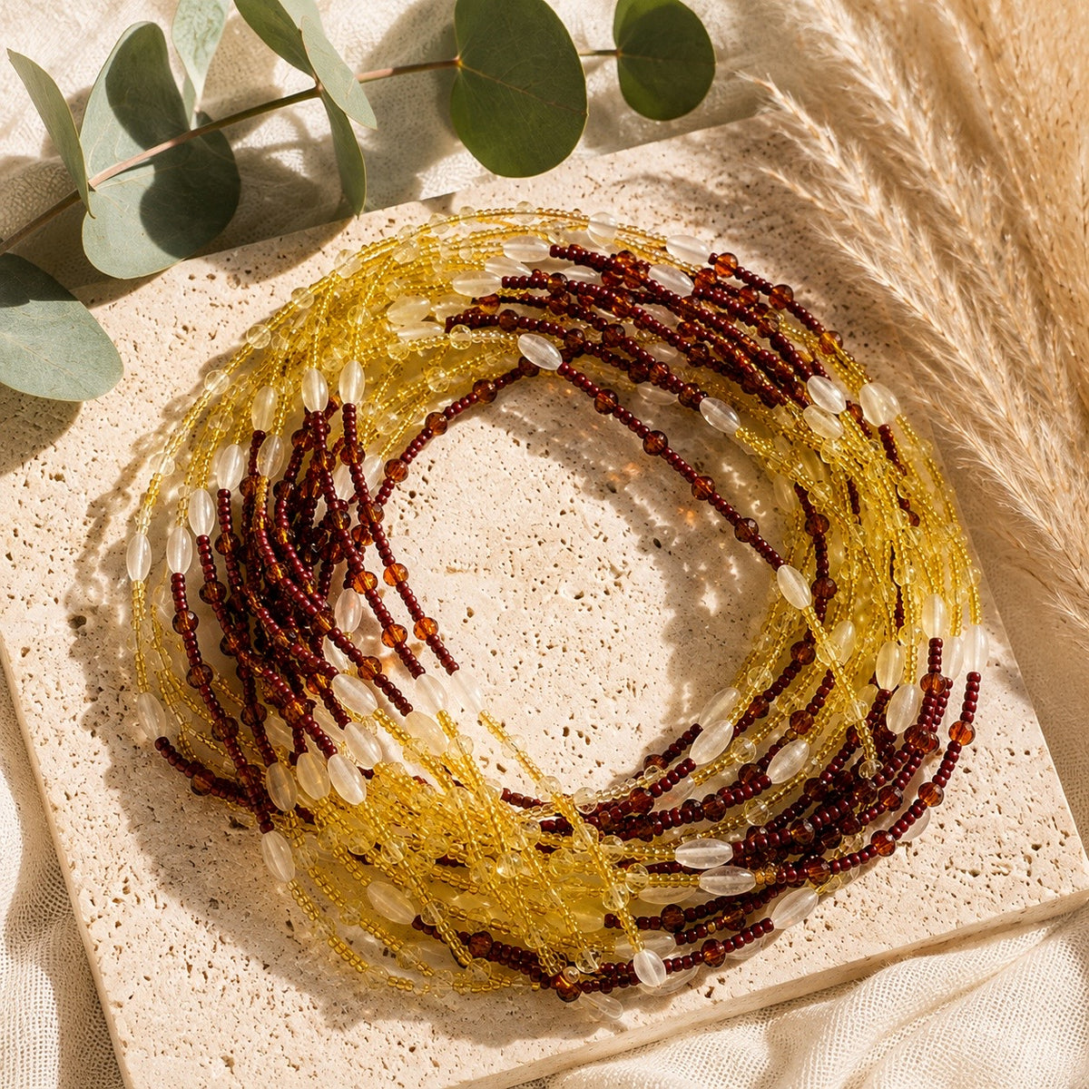 Sunflower (Glow in the Dark) waist beads by Avionna Naturals, detail view 3