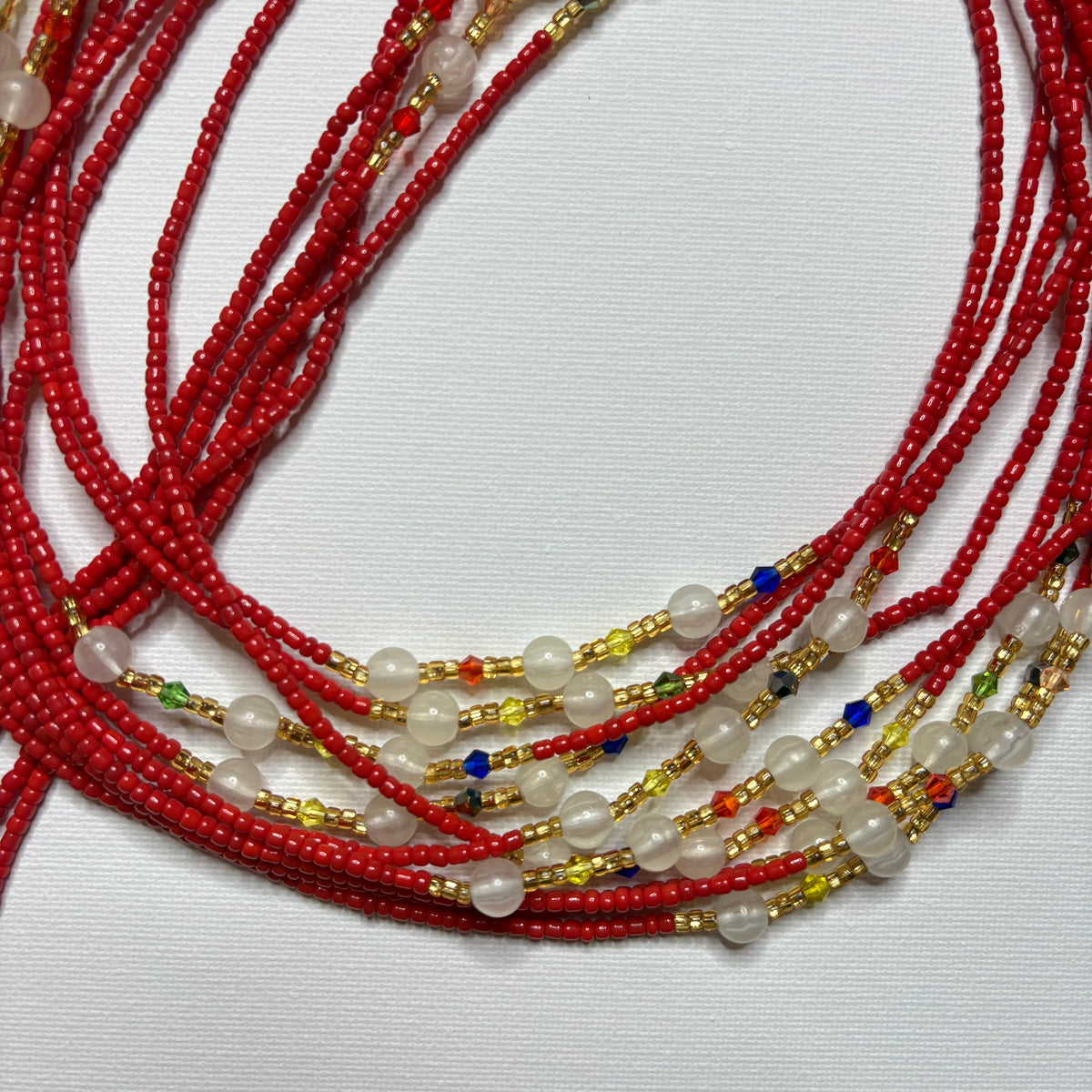 Scarlet Moonlight (Glow in the Dark) waist beads by Avionna Naturals, detail view 3