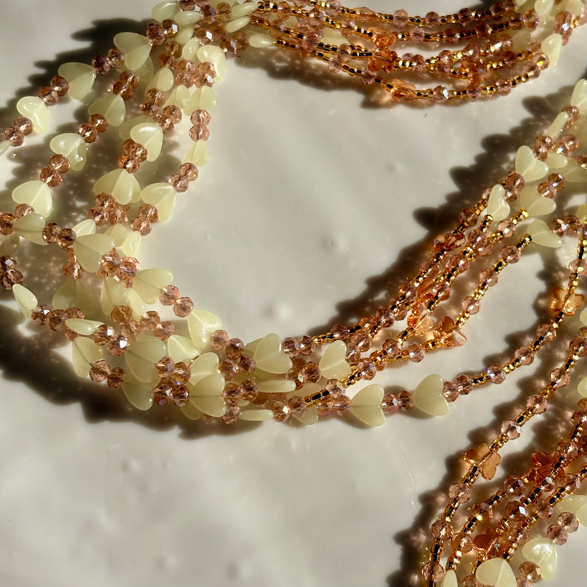 Warm Heart (Glow in the Dark) waist beads by Avionna Naturals, detail view 2
