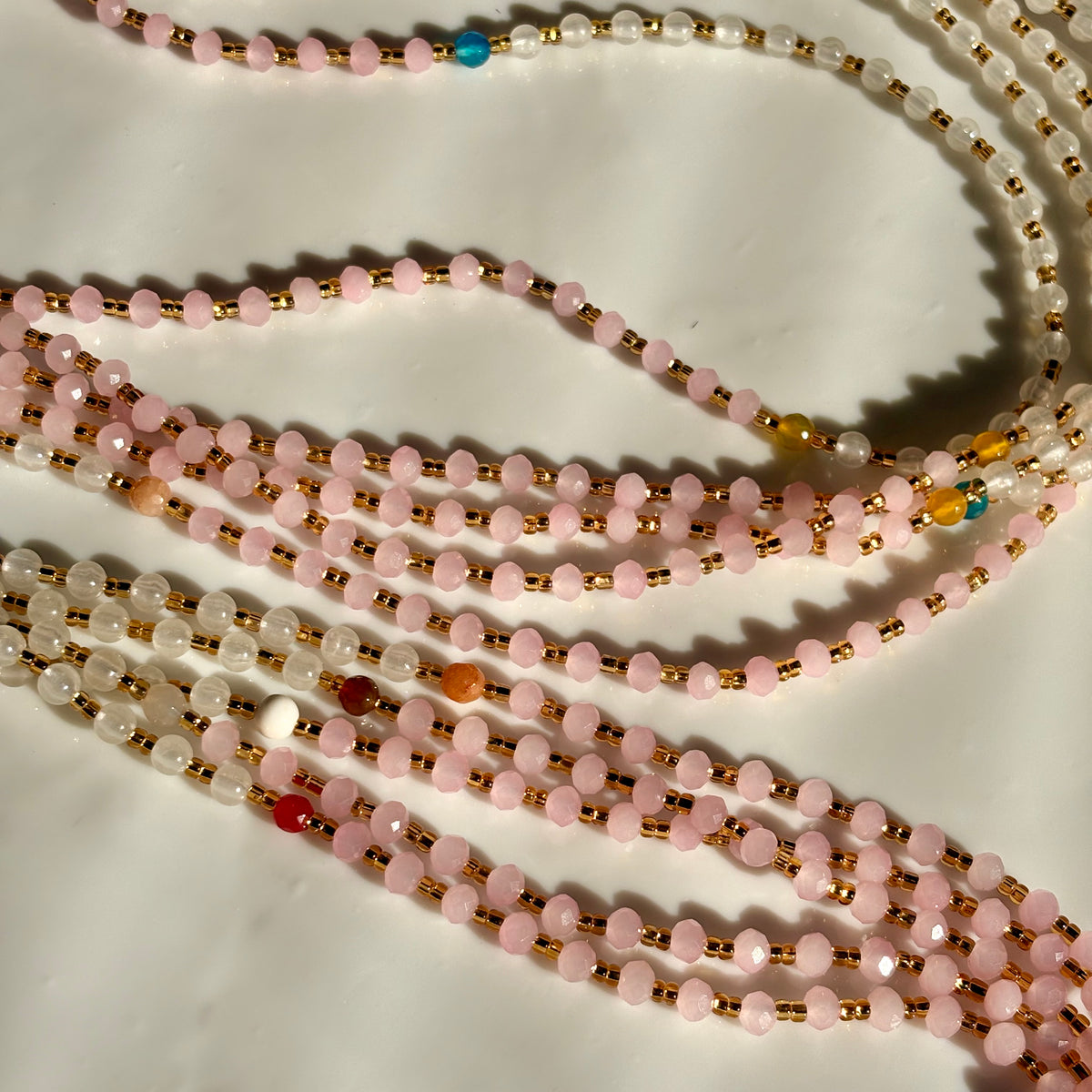 Blush (Glow in the Dark) waist beads by Avionna Naturals