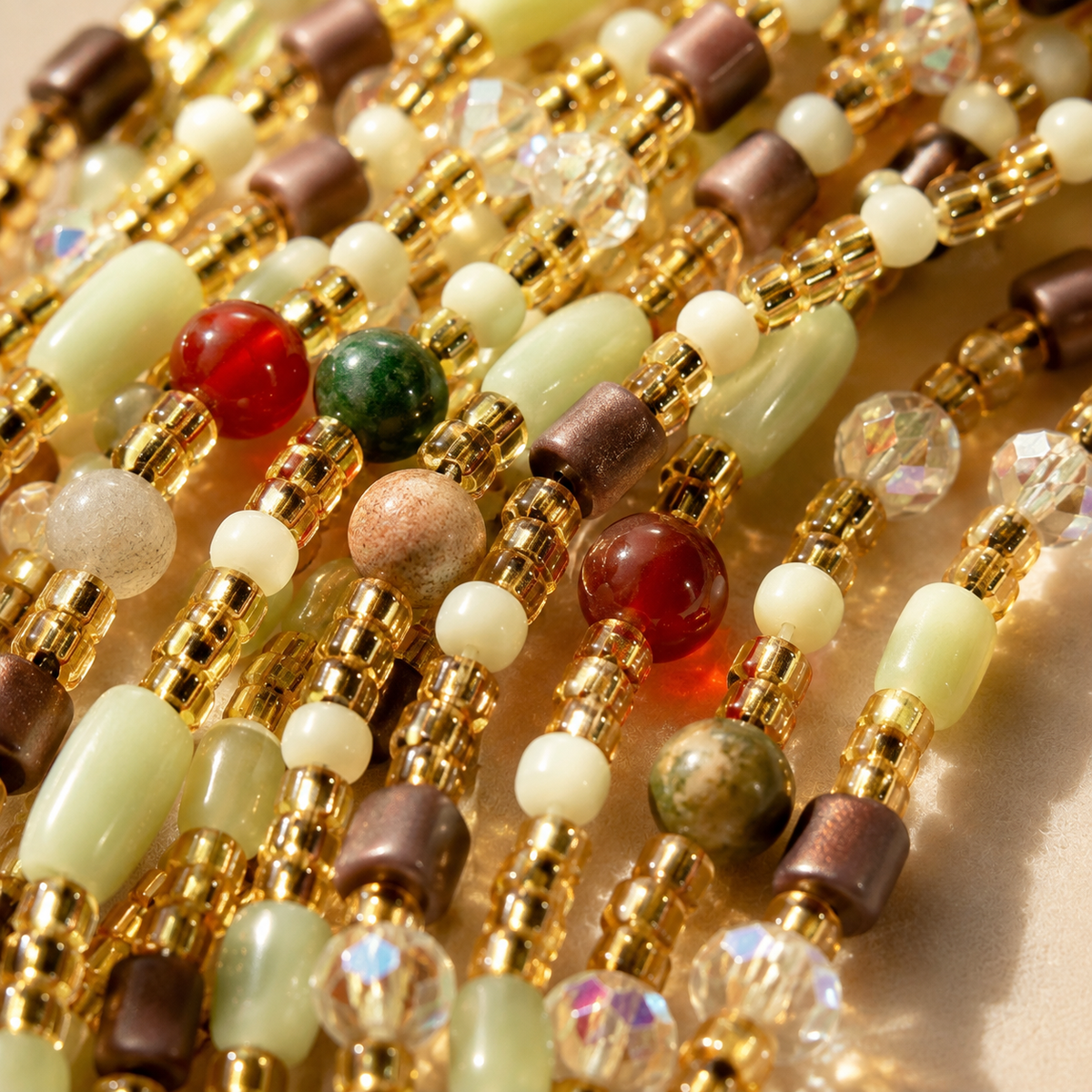 Mosaic waist beads by Avionna Naturals, detail view 2