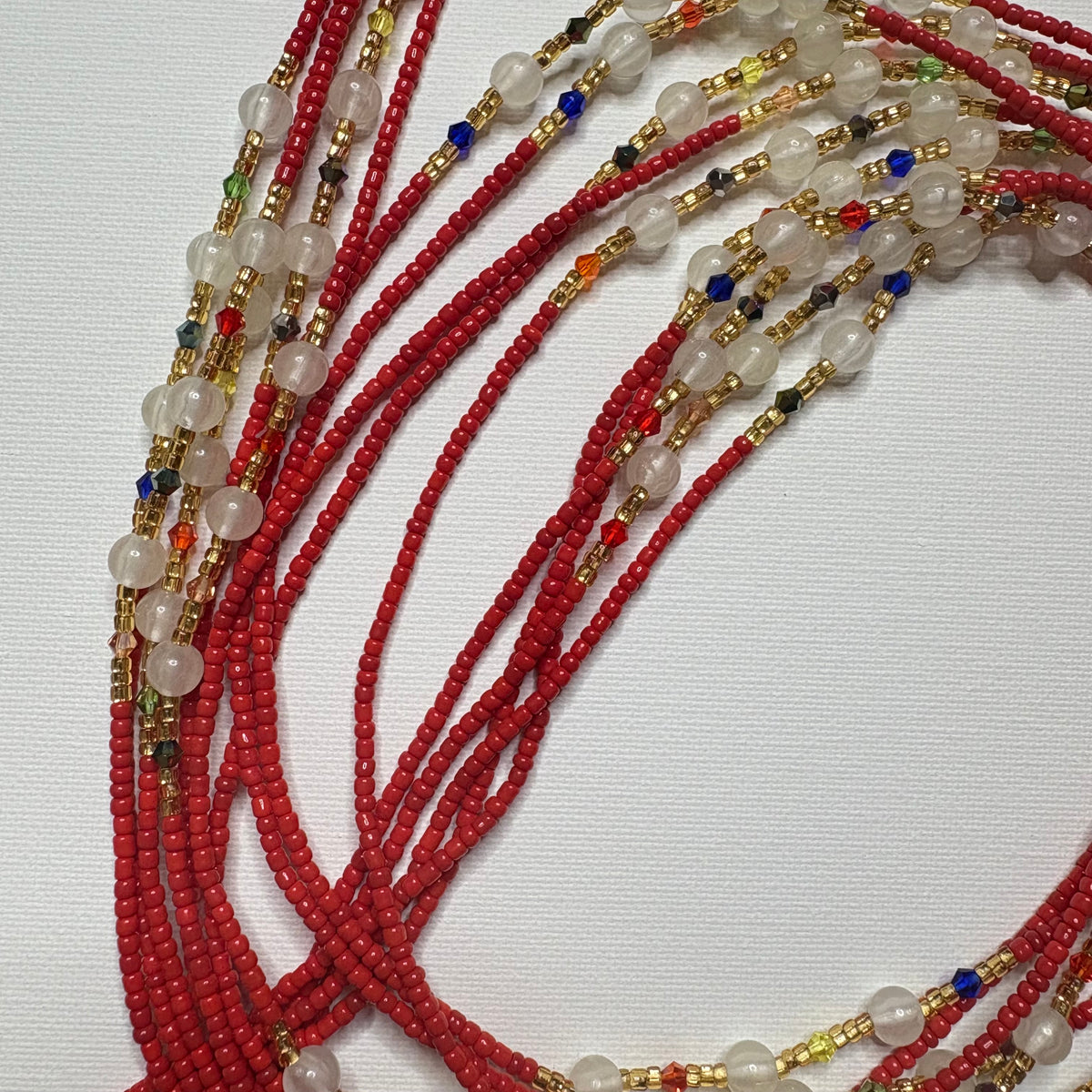 Scarlet Moonlight (Glow in the Dark) waist beads by Avionna Naturals, detail view 2