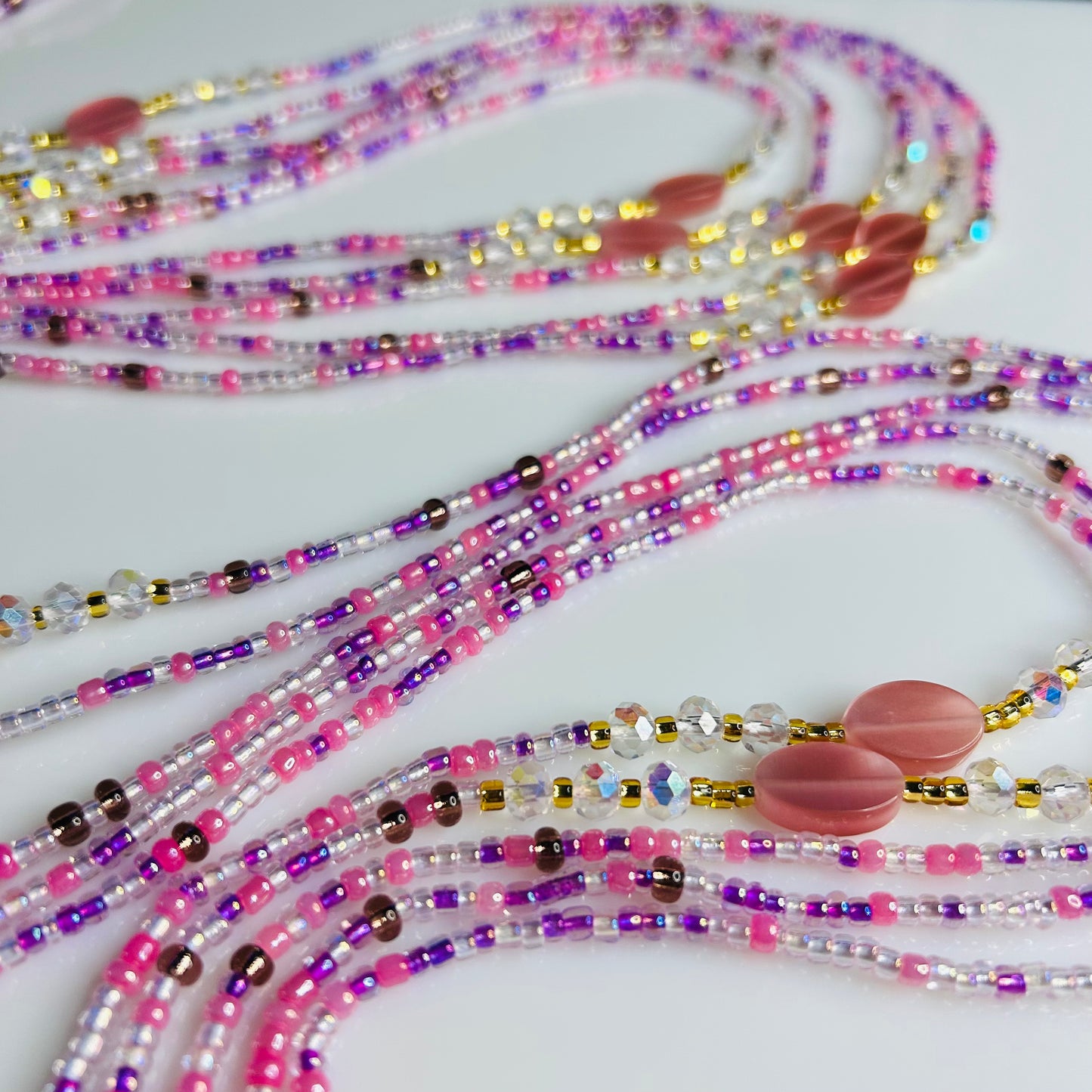 Lilac waist beads by Avionna Naturals, detail view 3