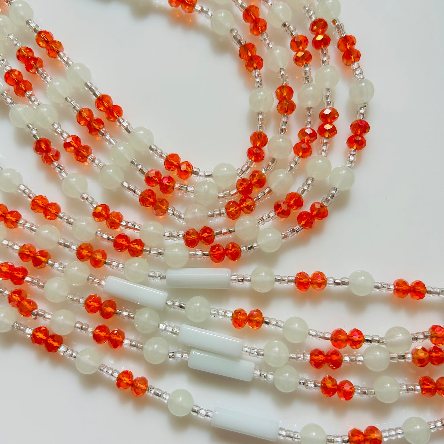 Clementine (Glow in the Dark) waist beads by Avionna Naturals, detail view 2