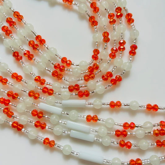 Clementine (Glow in the Dark) waist beads by Avionna Naturals, detail view 2