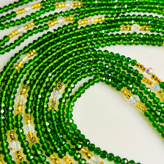 Emerald waist beads by Avionna Naturals, detail view 2